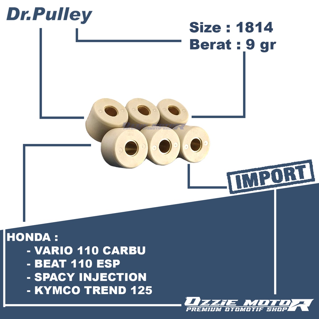 DR PULLEY 1814 ROLLER BEAT FI VARIO FI SPACY FI KYMCO 7gr s/d 15gr