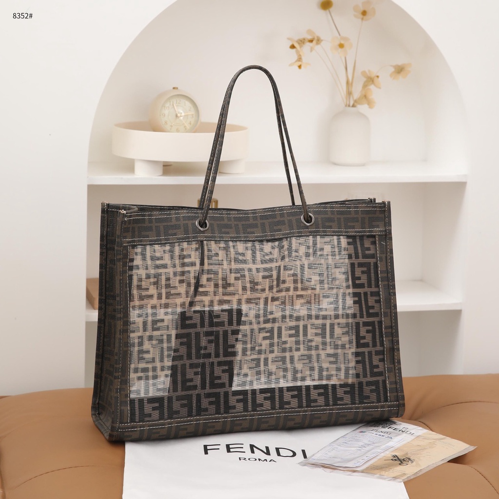 FD  FF Zucca Mesh Tote Bag 8352 Canvas