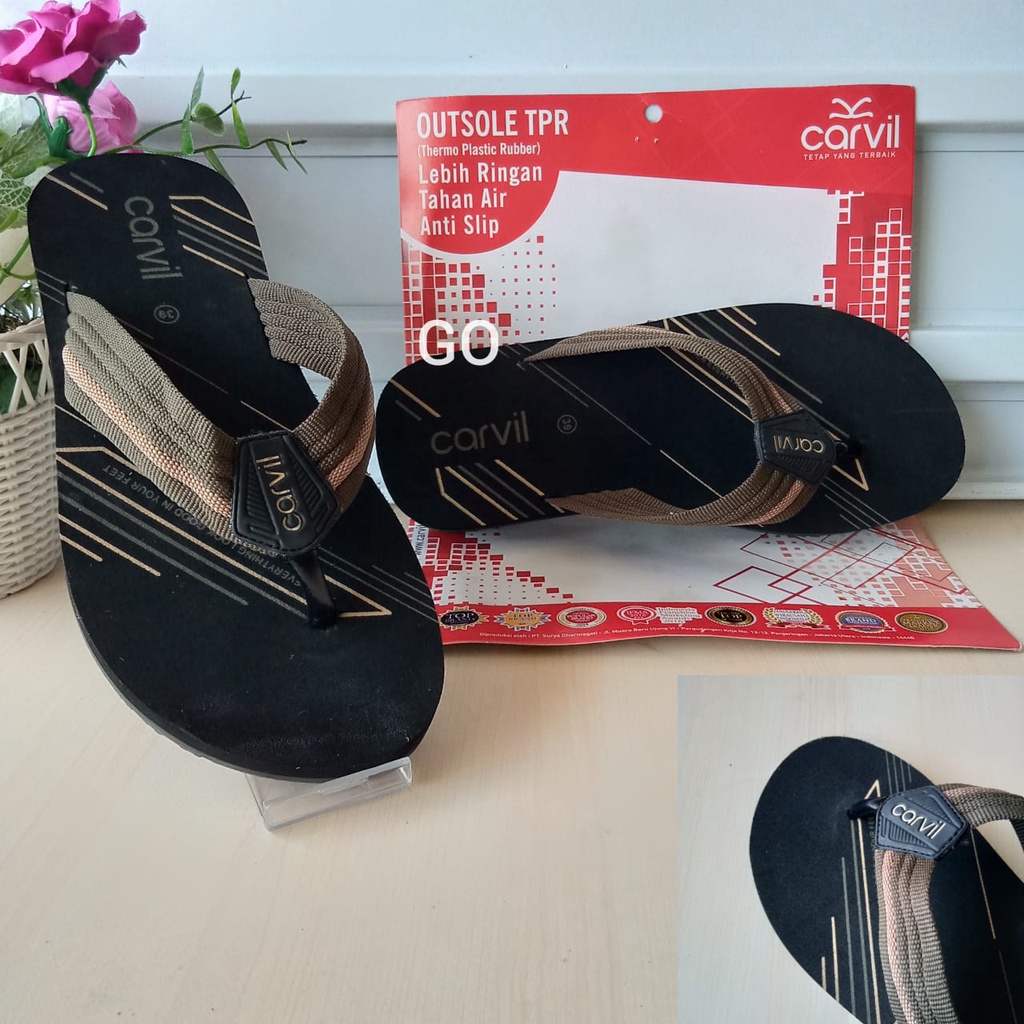 gof CC CARVIL ORIGINAL Sandal Jepit Pria CARVIL Sandal Jepit Cowok Anti Selip Anti Anti Air Ringan AwetTerbaru