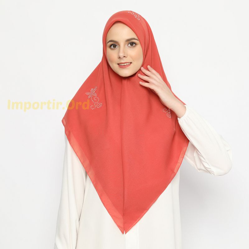 Hijab Pesta Segi Empat Blink Swarovski Kerudung Payet Premium
