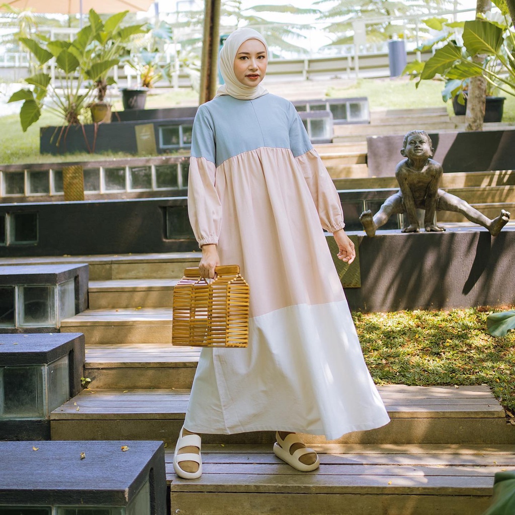 SAMARA DRESS ALMOND / GAMIS MUSLIM WANITA / GAMIS MUSLIMAH / DRESS
