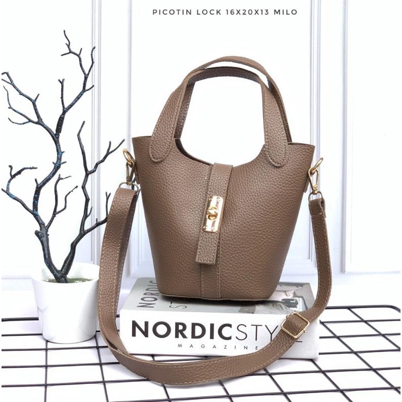 Big Sale Picotin Lock Tas Korea Wanita/Tas Wanita Bucket Picotin/ Handbag Facktory Bagguette Kulit/
