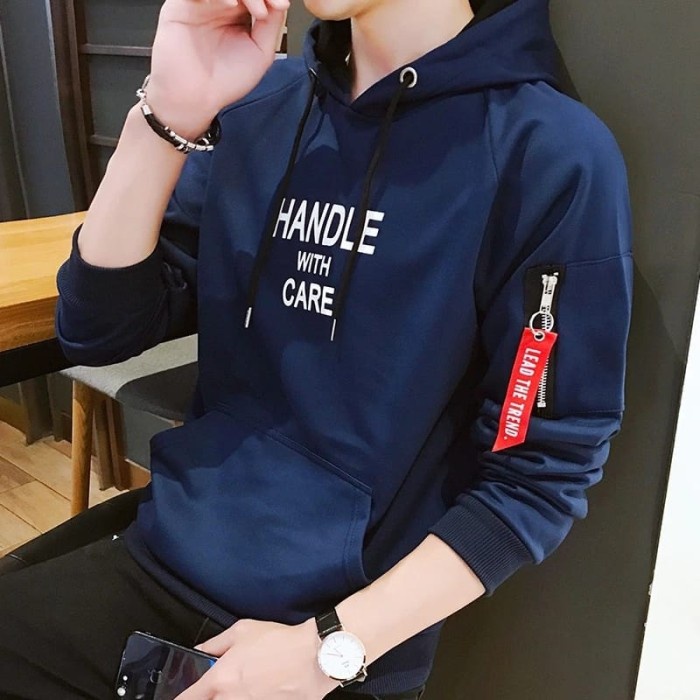 Jaket Pria Hoodie Distro Hangat Estetik Berkendara Casual B7A4 Kekinian Import Elegan Anime Oversize