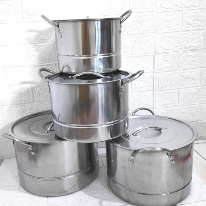 TERBARU STOCKPOT Stainless Panci Kukus Dandang Kuah Bakso Mie Ayam Bubur Steam /PERALATAN MASAK SET/