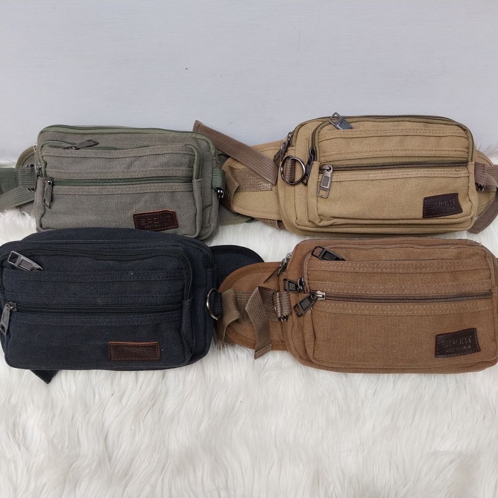 Tas Pinggang dada depan dan belakang Selempang Slempang Bahu Samping Waistbag Pria Laki Laki Cowok  
