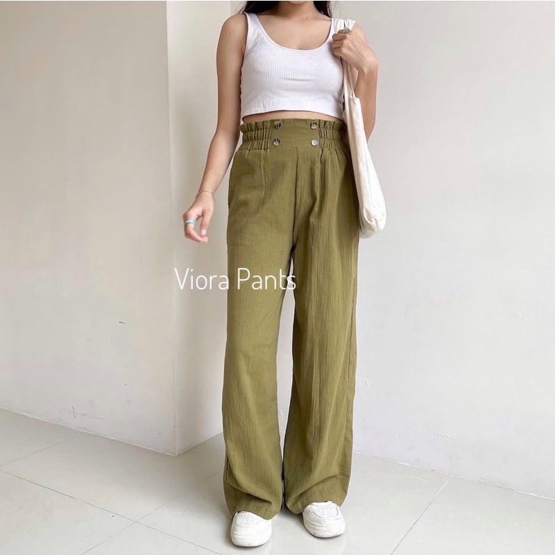 Tq88indonesia Fashion Celana Cullote Panjang Wanita Terbaru / Viora Pants kulot CRINCLE / Celana Casual Cewek / OOTD Kekinian