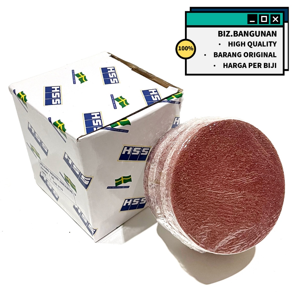 (HARGA PER 10 PCS) AMPLAS BULAT VELCRO HSS 60 80 100 120 150 180 240 - TEMPEL MESIN GERINDA / GRINDA