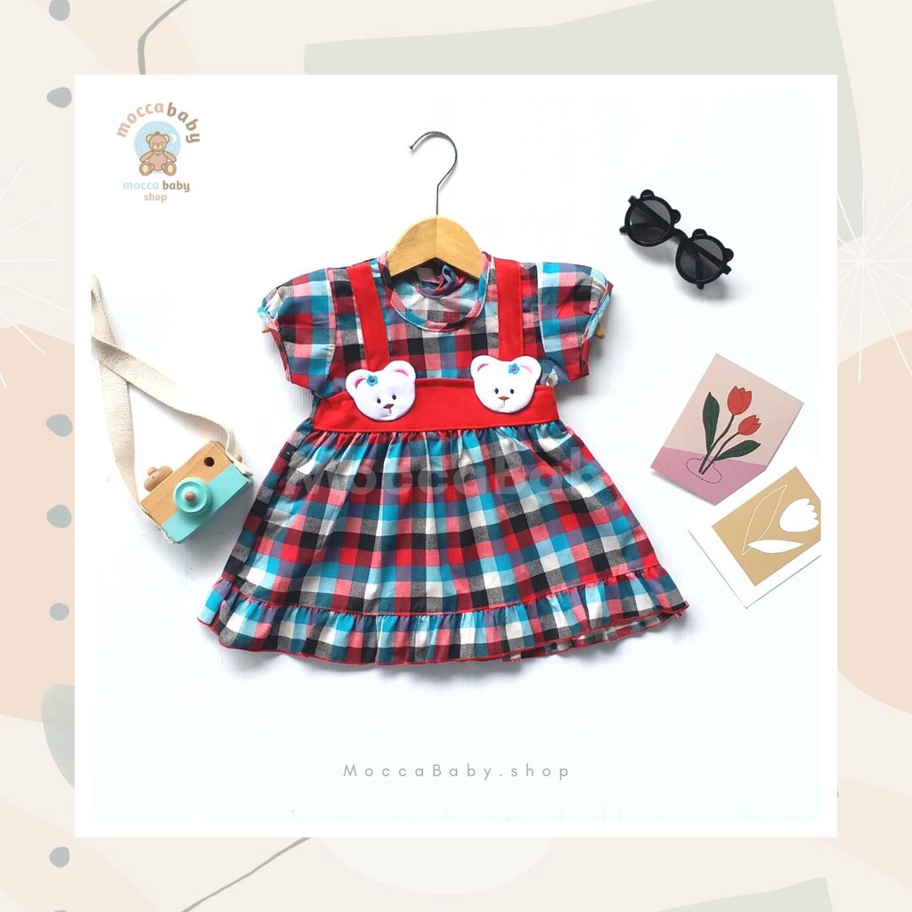 MBSS - (EXCLUSIVE ON MOCCABABY ) Dress Bayi Motif Animal Lucu Baju Bayi Perempuan / QIU2 SQUARE BEAR