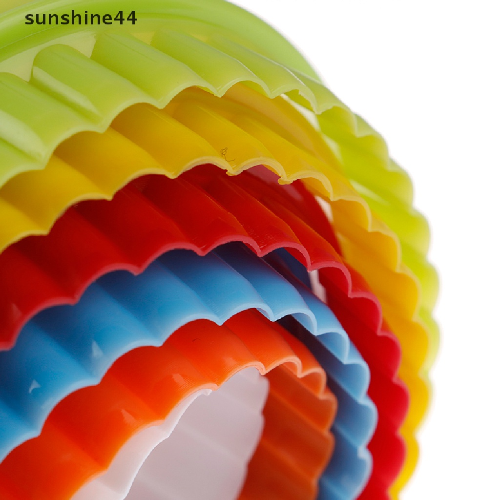 Sunshine 6Pcs Alat Pemotong Adonan Pangsit Bentuk Bunga / Bulat