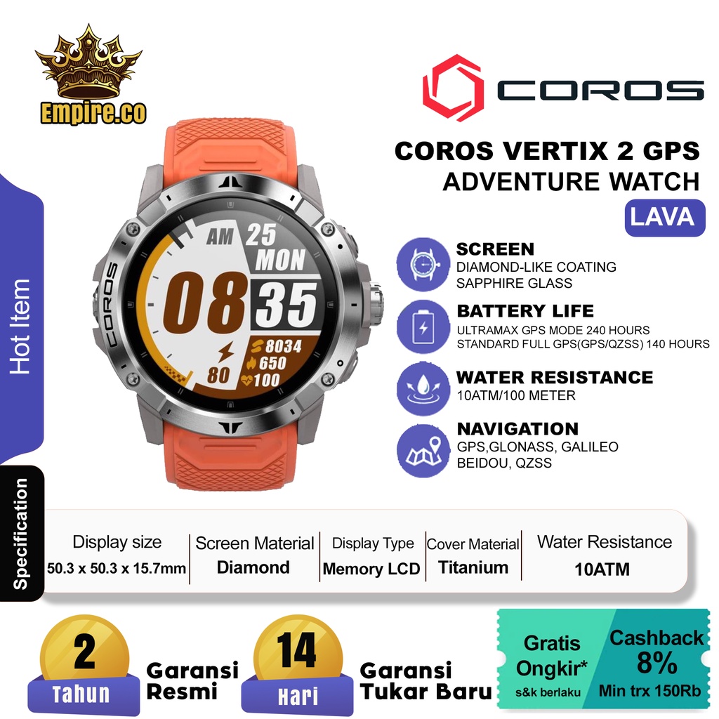 Jam Tangan Coros VERTIX 2 GPS Adventure Lava