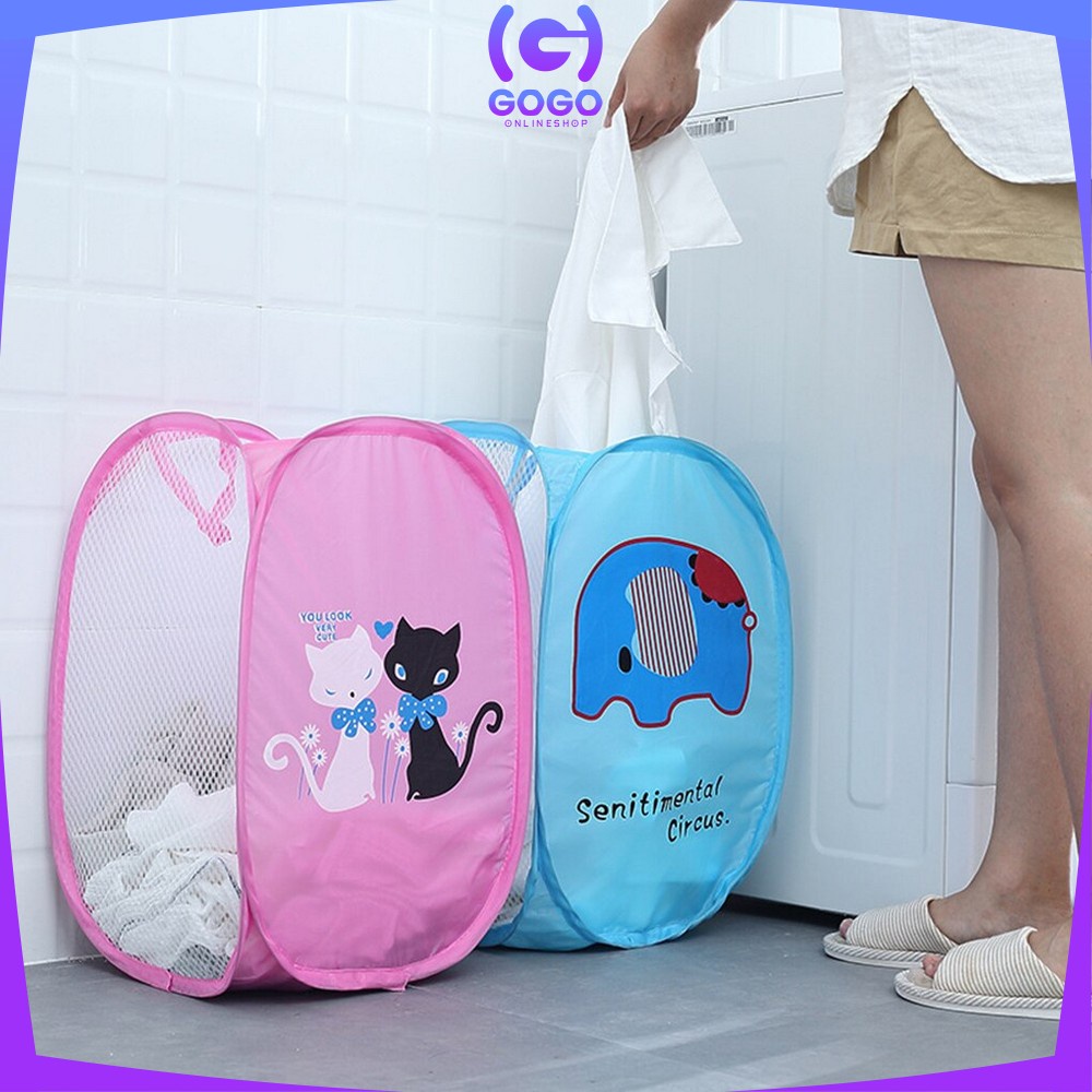 GOGO-C500 Keranjang Baju Kotor Lipat Karakter/ Laundry Bag Keranjang Cucian / Keranjang Portable Serbaguna