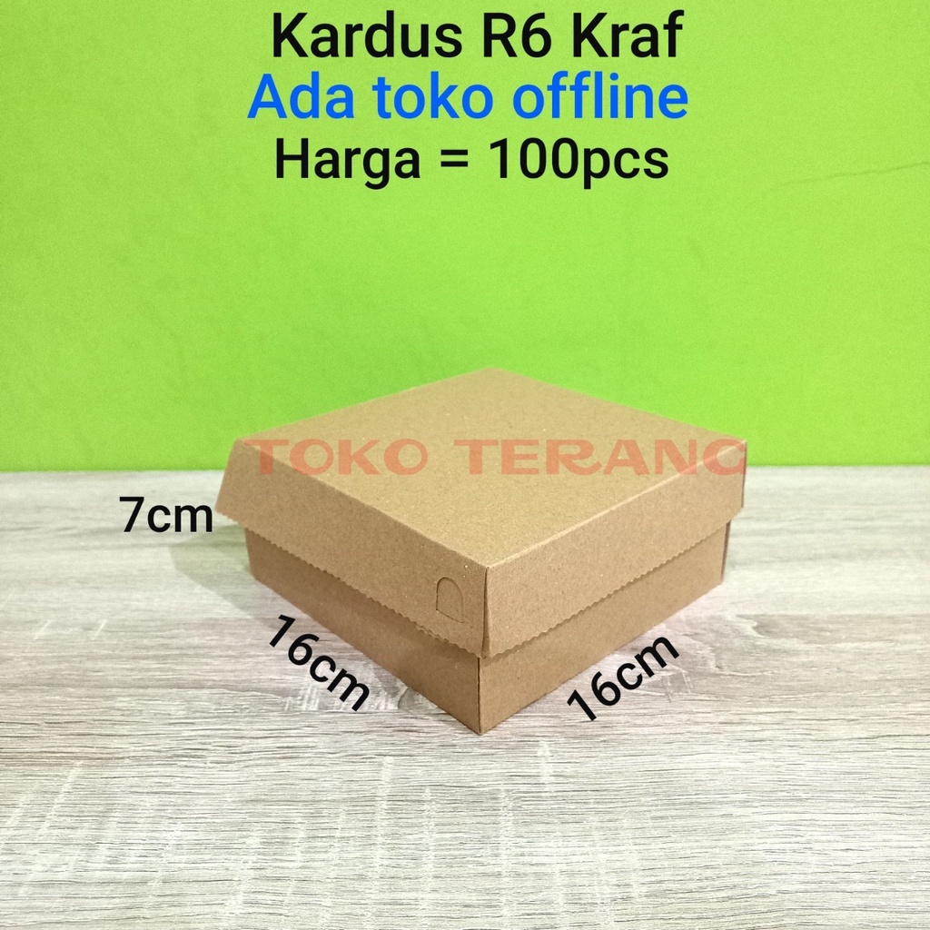 

Kardus coklat R6 kraf 16cm x 16cm x 7cm 310gsm kardus jajan kue coklat