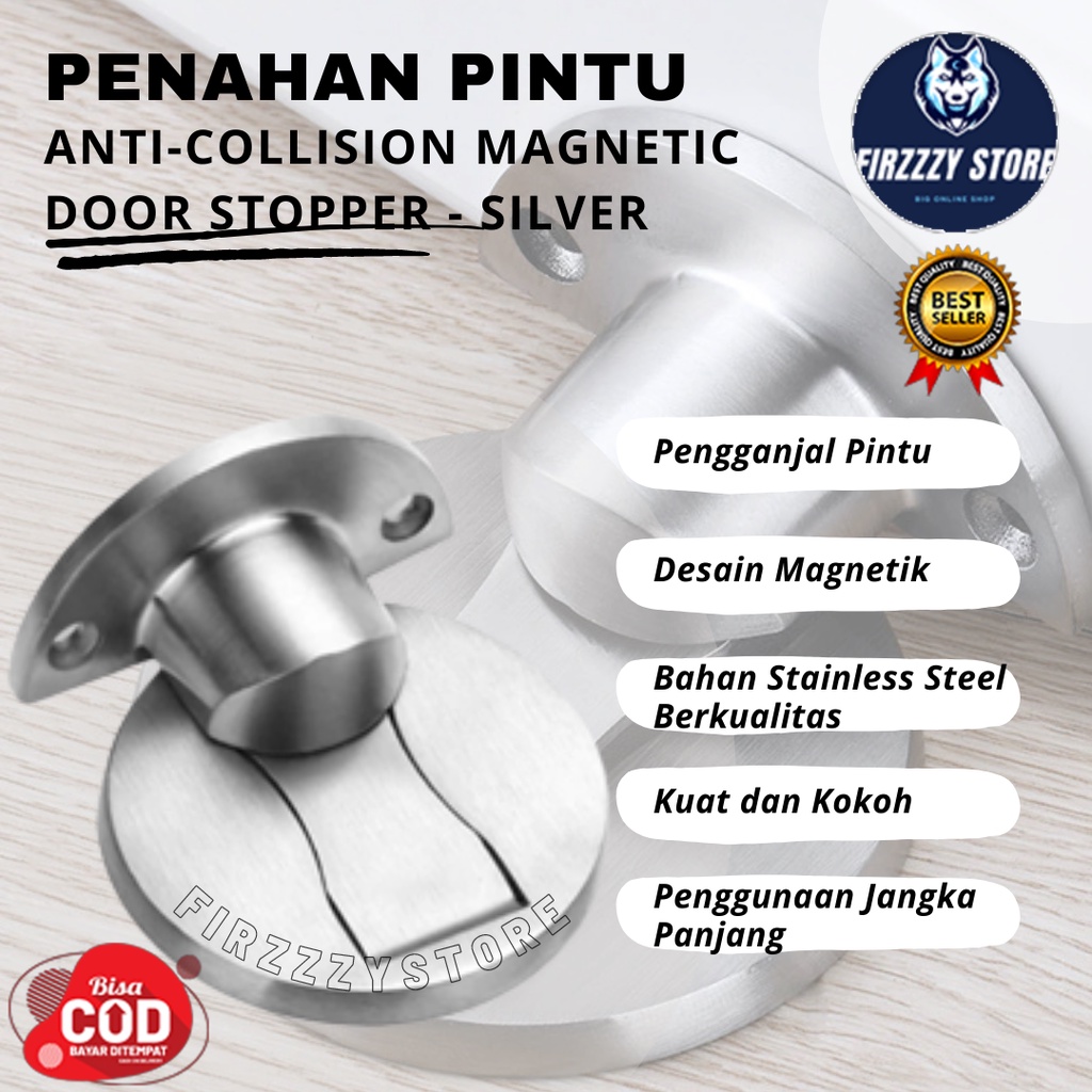 Penahan Pintu Anti-Collision Magnetic Door Stopper - Silver