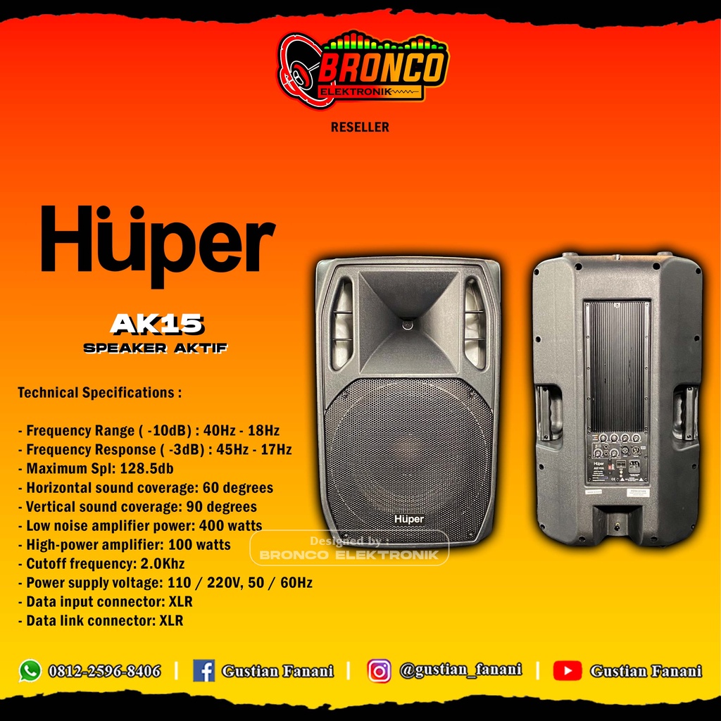 (1 SET) SPEAKER AKTIF HUPER AK15A