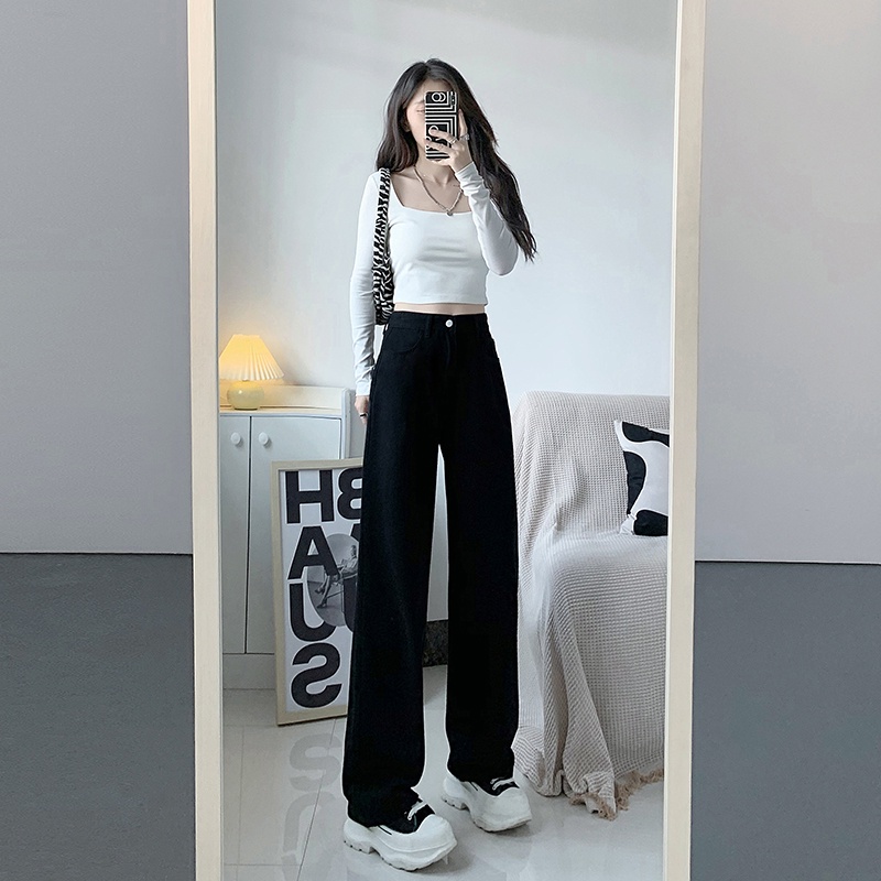 Highwaist Kulot Celana Jeans Wanita Loose Fashion Korean