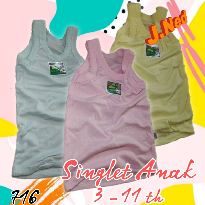 J716 (hrg satuan) SINGLET ANAK AGREE KAOS DALAM ANAK USIA 3-10 th