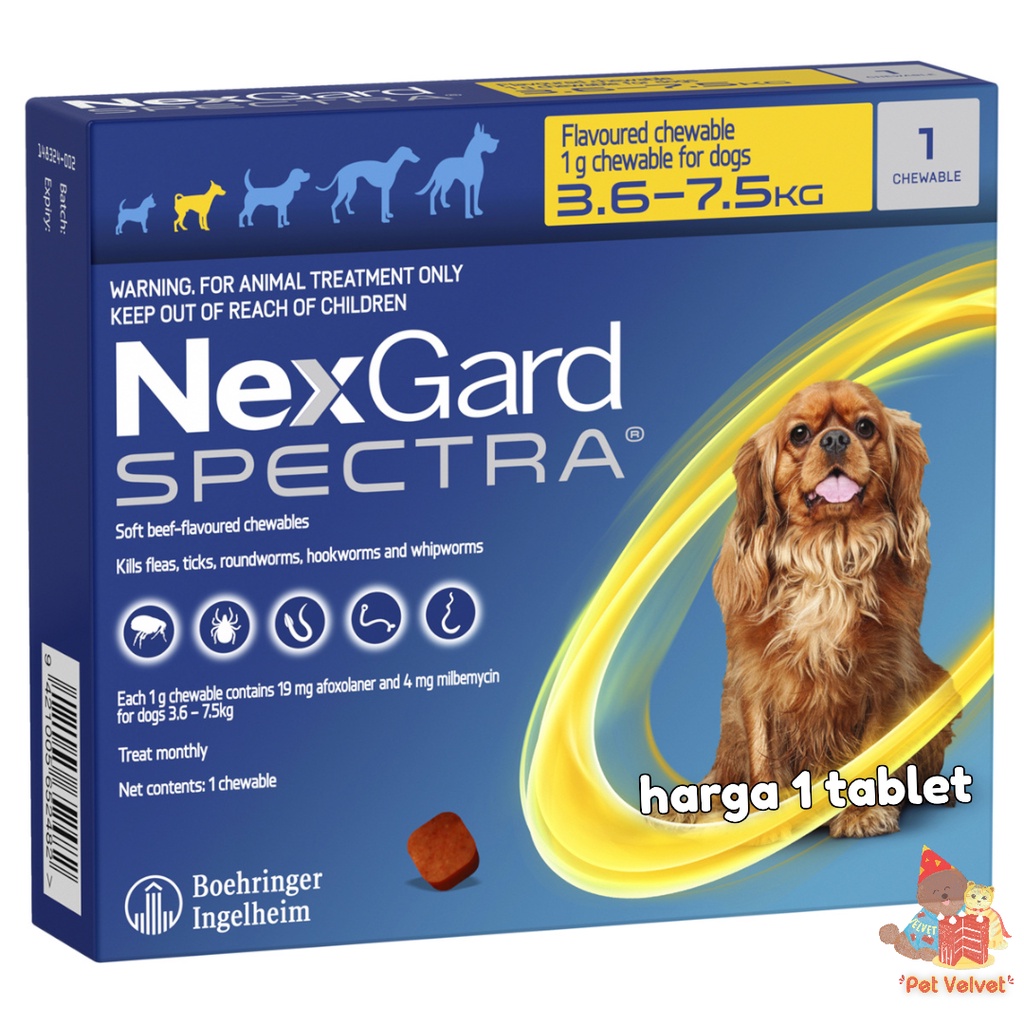 Jual Nexgard Spectra Obat Kutu Cacing Anjing Size S Kg