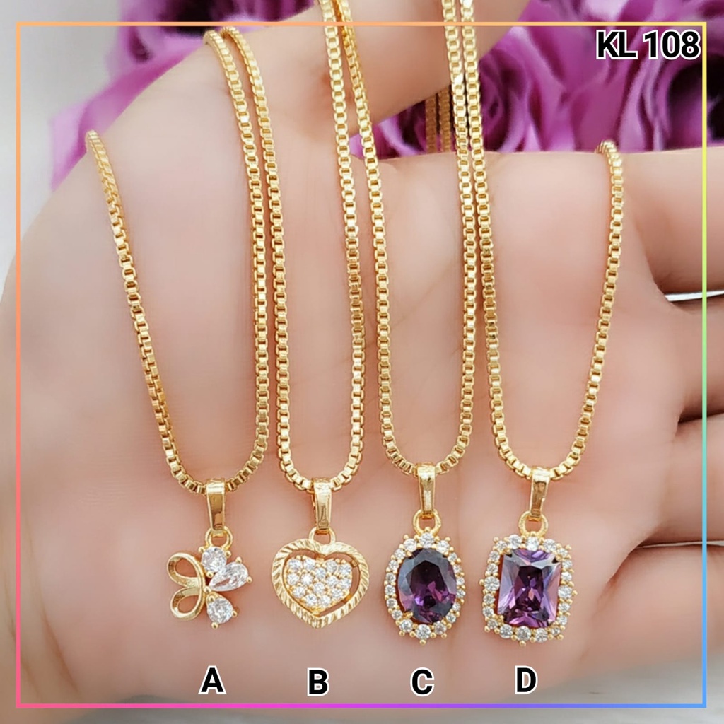 Kalung xuping kalung dewasa set liontin love rantai itali permata zirqon lapis emas gold KL 108