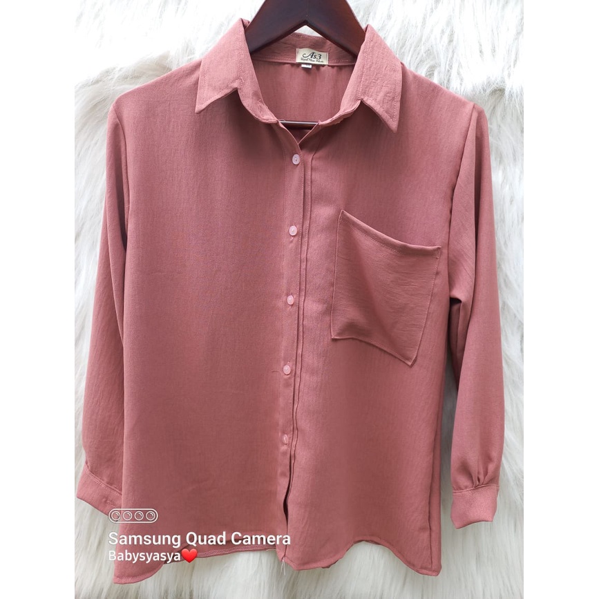 KEMEJA POKET POLOS CRINGKLE AIRFLOW OVERSIZE XL XXL