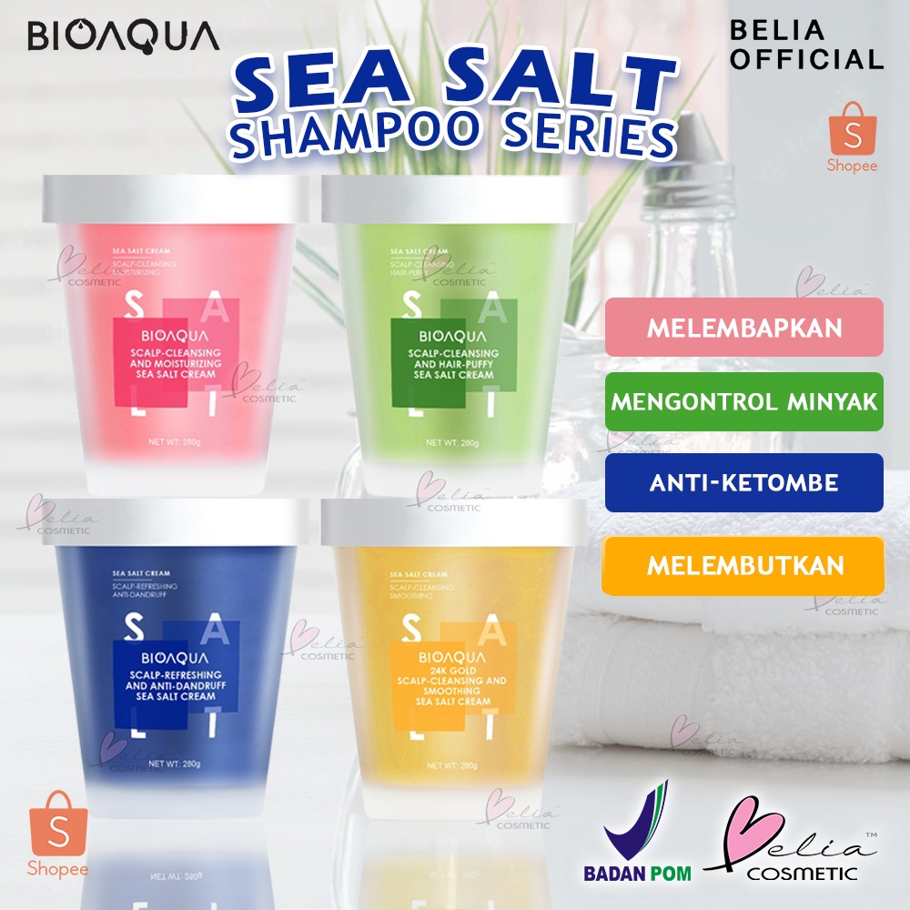 ❤ BELIA ❤ BIOAQUA Sea Salt Shampoo Series 280g | Hair Care Rambut Cream | Menyegarkan dan Mengontrol Minyak | Shampo Cream | BPOM