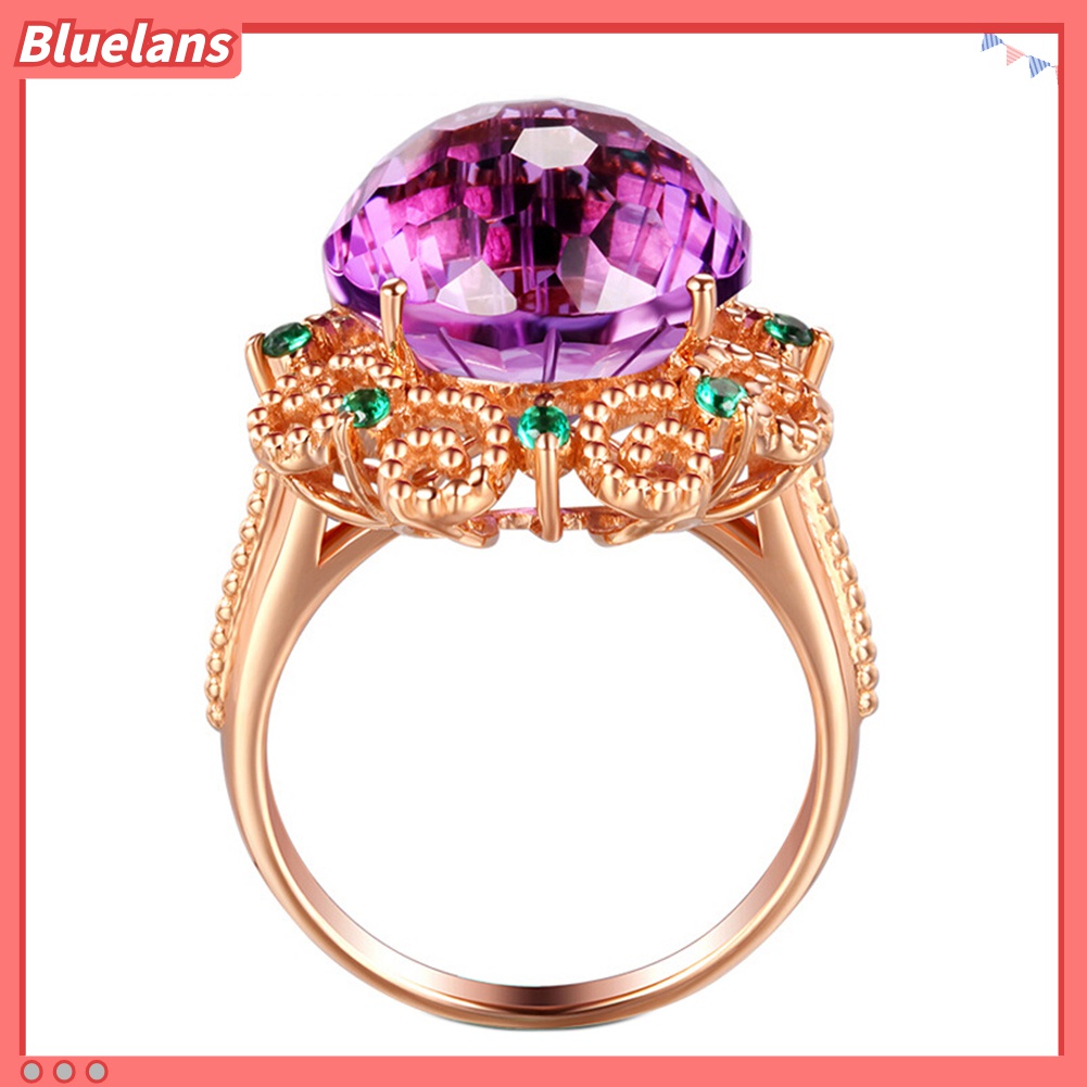 Cincin Jari Wanita Hias Amethyst Imitasi Untuk Pernikahan