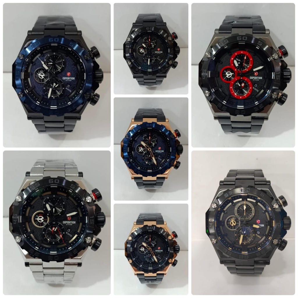 Jam Sport Pria Expedition E6797 E 6797 Chronograph Original Garansi Resmi Free Baterai Cadangan