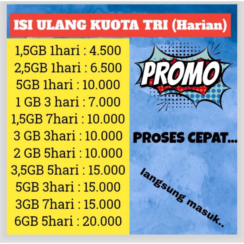Isi ulang kuota tri harian