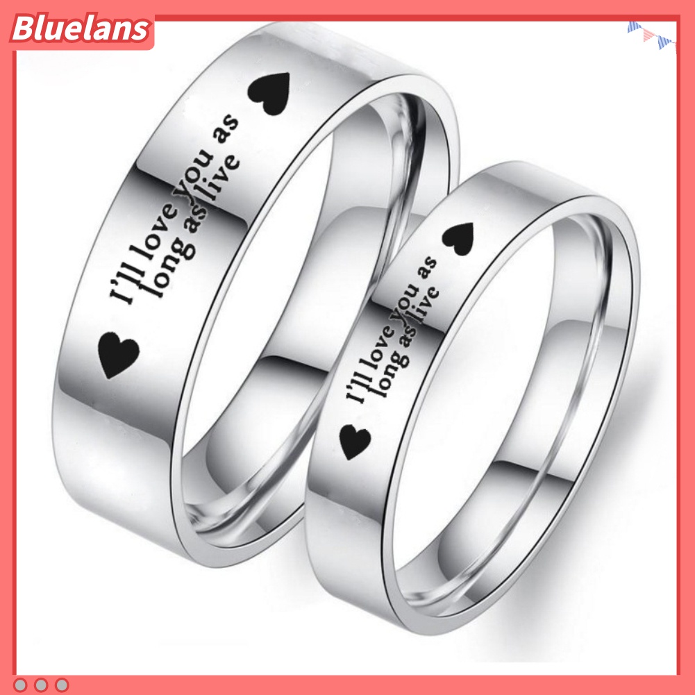 Cincin Pasangan Bahan Titanium Steel Desain I Will Love You As Long As Live Untuk Hadiah Pernikahan