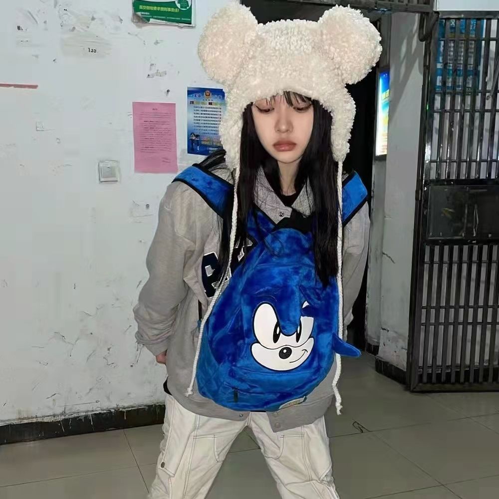 ◑Sera diimpor 2022 baru sonic kid ransel kapasitas besar Klein biru ransel kartun anime tas sekolah siswa yang lucu