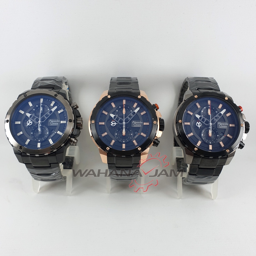 Alexandre Christie AC 6530  MC / Jam Tangan Pria AC6530 Rantai Stainless Steel Chrono Sport Ori