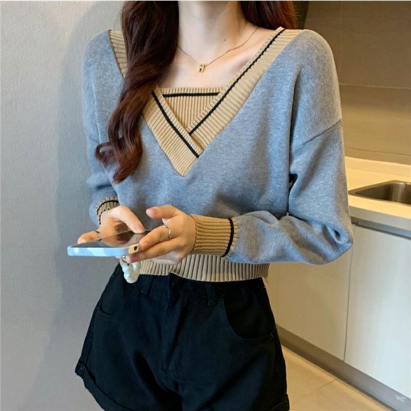 9313 Atasan Baju blus blouse kemeja lengan panjang polos leher kerah Vineck luaran simpel ringan ade