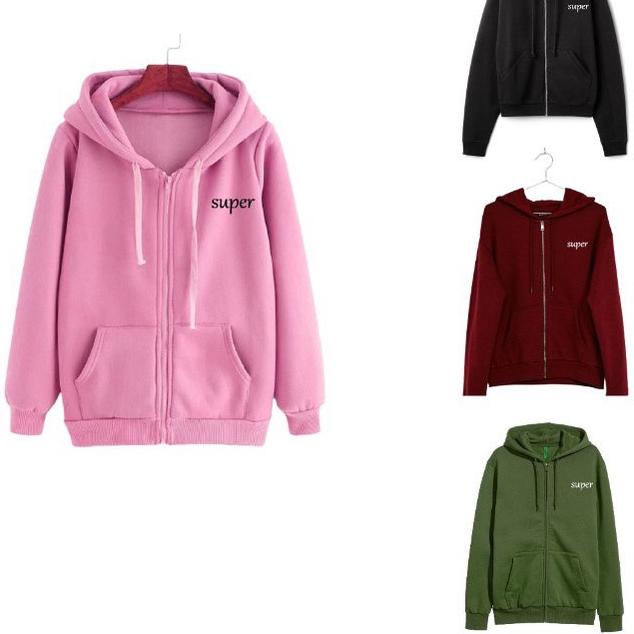 Ready DaveCollection - Jaket Hoodie Wanita Babyterry Size L - XL SUPER AK151