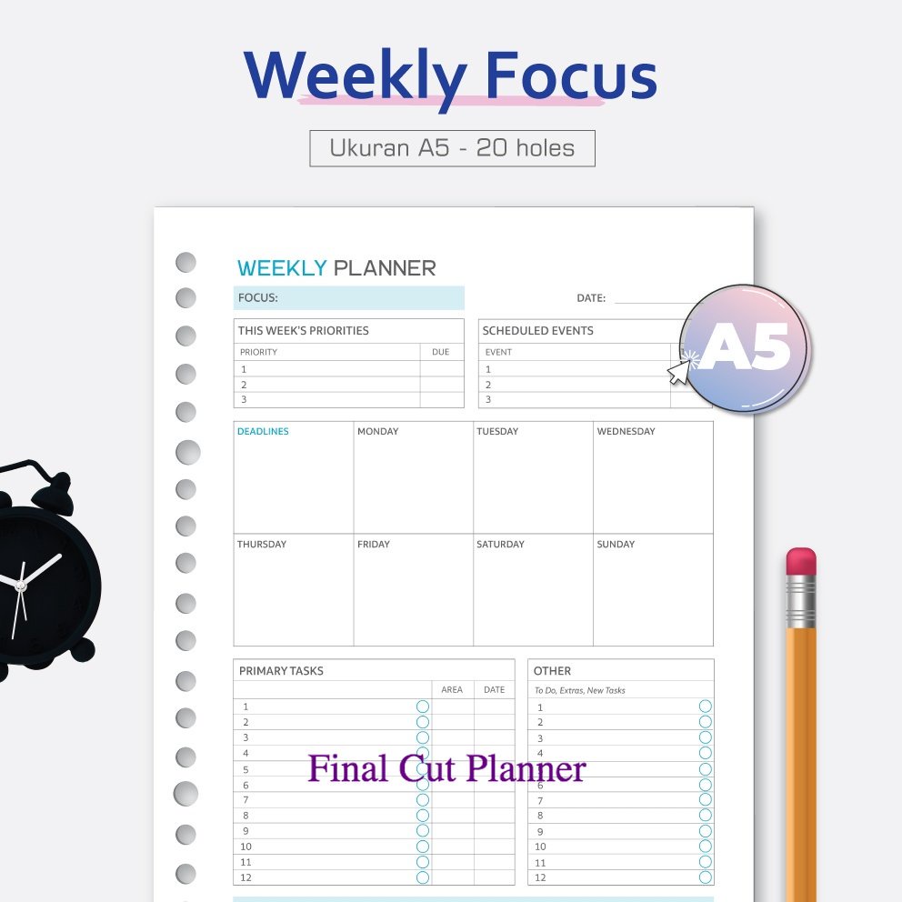 

Bukuqu Loose leaf A5 - L217 Weekly Planner Focus .