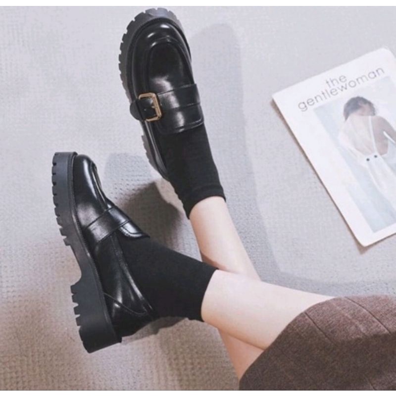 Sepatu Docmart Wanita Terbaru Fashion Korea Premium Quality Jessy 09 Flat Mary janes Loafers Ootd Remaja Perempuan Hitam Kasual Kekinian Bisa Cod