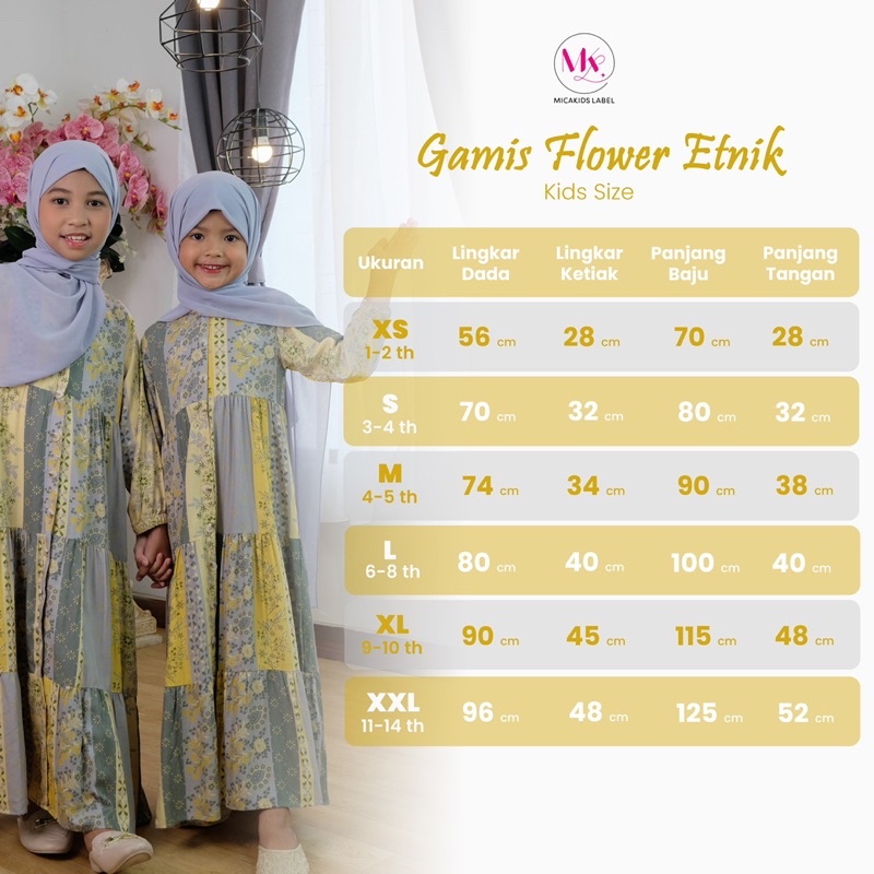 GAMIS COUPLE IBU DAN ANAK GAMIS FLOWER ETNIK