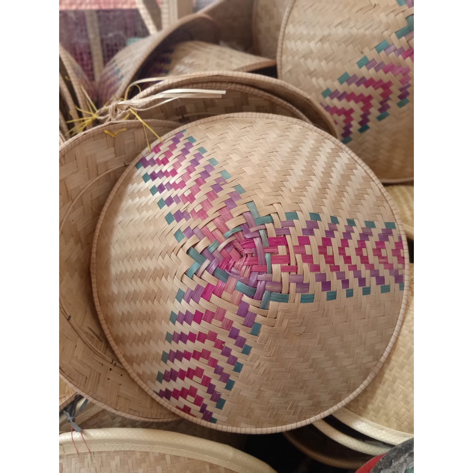 Gratis Ongkir - Caping Motif 40Cm Caping Bambu Topi Petani Topi Bambu Topi Tradisional