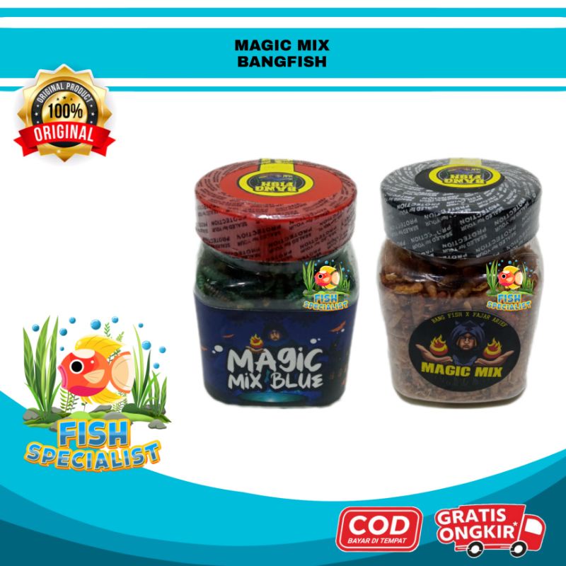 MAGIC MIX BLUE RED 35gram - BANG FISH X FAJAR ARIEF PAKAN IKAN CHANNA MAKANAN PELLET AURANTI BLEHERI