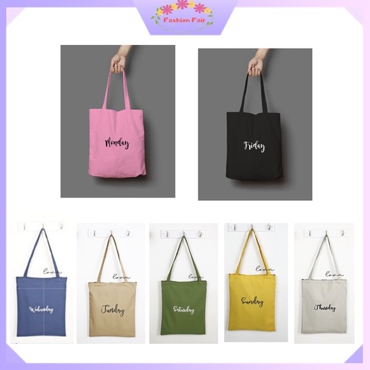 [LOKAL] Fashion Fair - DAYS Dari Jakarta BISA COD ToteBag DAILY TOTE BAG NAMA HARI Morymony