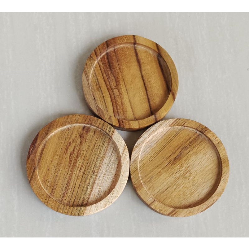 coaster/tatakan gelas 9cm kayu jati