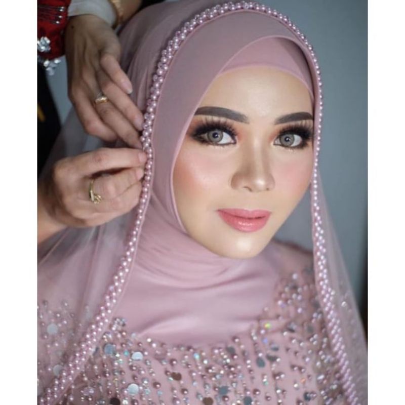 Slayer pengantin veil payet Mutiara untuk pernikahan sunting pelaminan wedding aksesoris jilbab fashion muslimah Hijab manten kerudung berkualtas bride untuk gaun gown atasan wanita terbaru