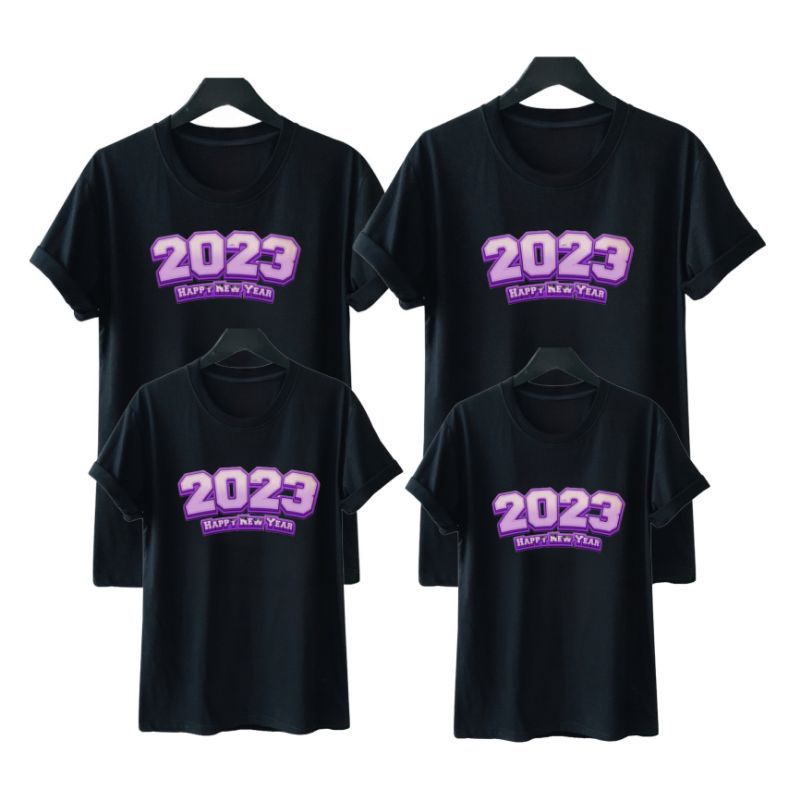 KAOS HAPPY NEW YEAR ANAK DAN DEWASA/ BAJU COUPLE KEKUARGA