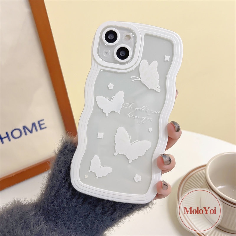 Soft Case TPU Motif Kupu-Kupu Untuk iPhone 11 12 13 14 Pro MAX 7 8 Plus XR 6 6s 14 Plus X XS MAX SE 2020