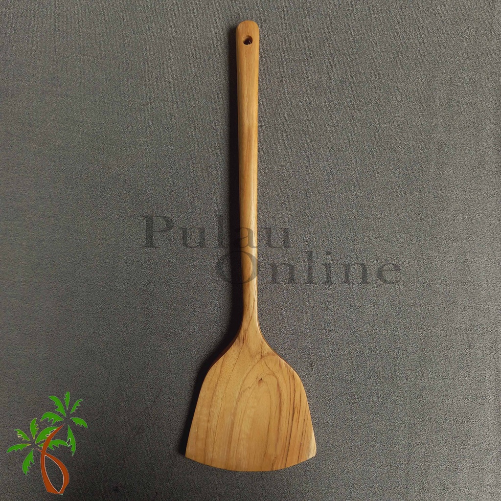 Spatula kayu kipas - Sutil kayu sawo panjang 35 cm - Spatula Tumis