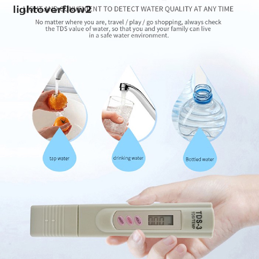 (lightoverflow2) Tds Meter Digital 2in1 0-9990 ppm Untuk Tes Kualitas Air Minum