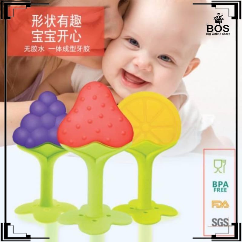 BOS Teether Bahan Silikon / Baby Fruit Teether Gigitan / Teether Gigitan Bentuk Buah Bahan BPA FREE