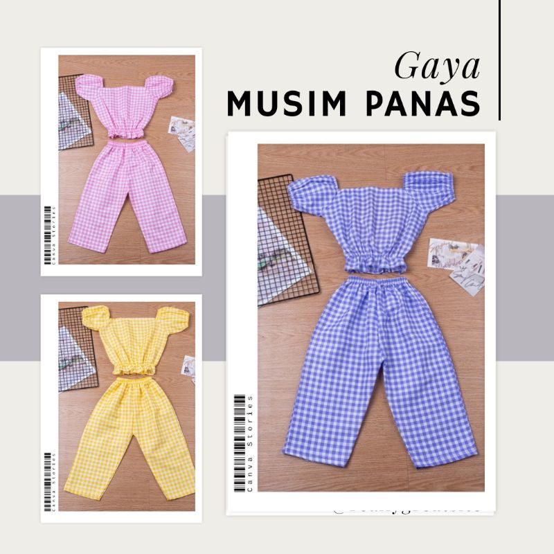 SETELAN ANAK CEWEK KOTAK KOTAK/ SET CELANA PANJANG / Setelan Celana Panjang / baju anak perempuan (1 - 8 TAHUN