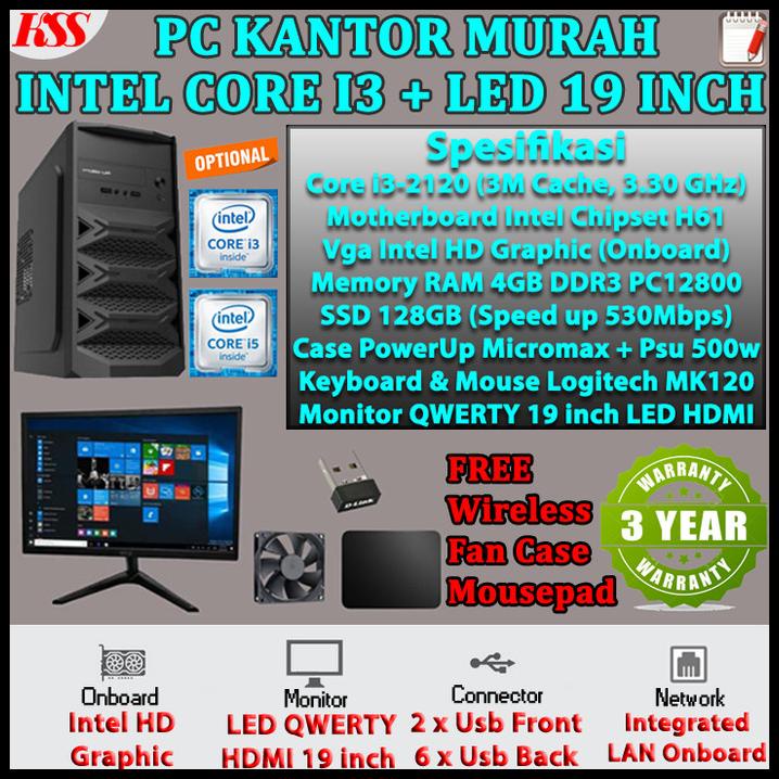 [Baru] Komputer/Pc Rakitan Core I3 Untuk Kantor Siap Pakai