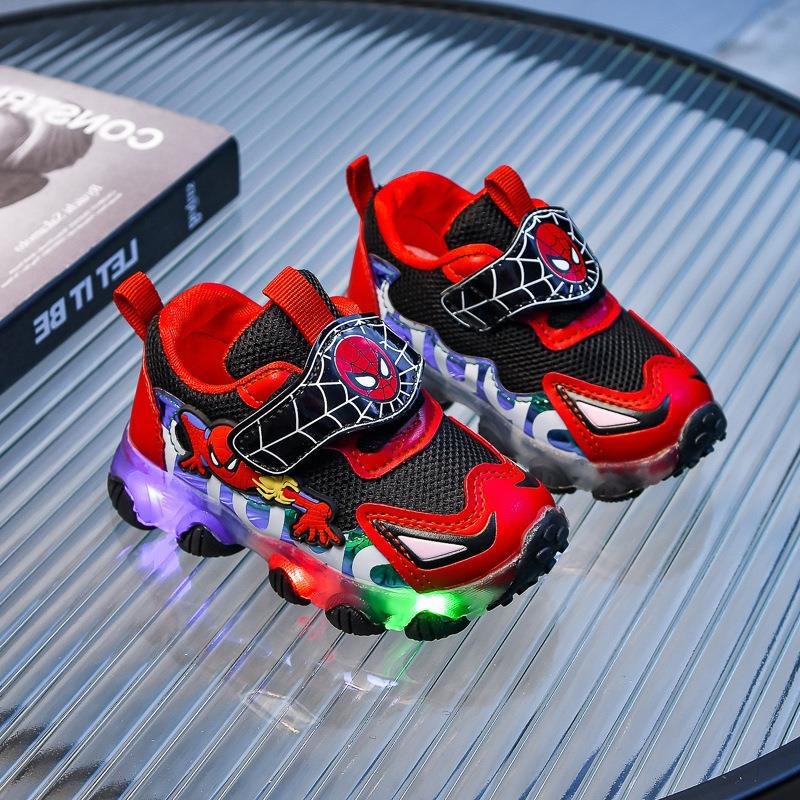 ChubbyGLory SH2154 Bisa COD Sepatu Anak LED Spiderman baby Anak TK PAUD sepatu anak laki laki sneakers sepatu sekolah PAUD TK usia 6 bulan sampai 1 2 3 4 5 tahun LED motif spiderman ukuran 21-30