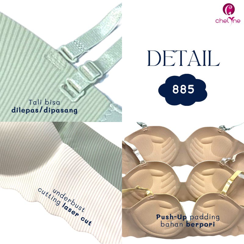 BH Chelyne Seamless Premium Halfcup 882 / 885 Push-Up Bra Tanpa Kawat Penyanggah 34/38