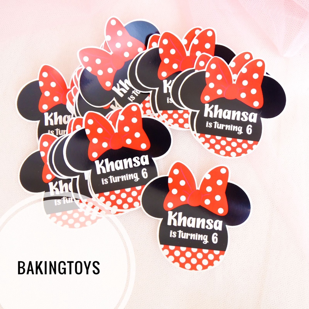 

Minnie Bentuk Head Sticker Birthday / Tumpeng / Pudding / Souvenir / Sticker Bento Ulang Tahun